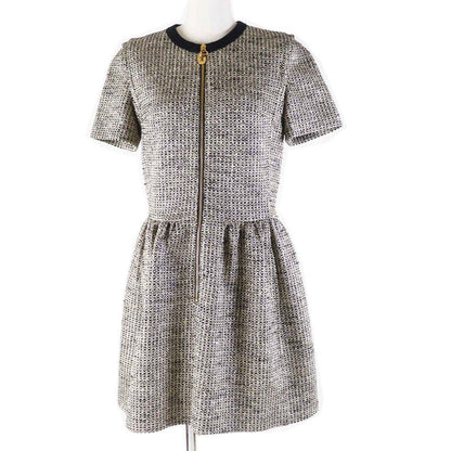 Louis Vuitton 23SS 1aayvw Zip Up Lurex Tweed Dress/short Sleeve Dress Black