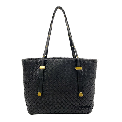 Bottega Veneta Intrecciato Leather Black Tote Gold