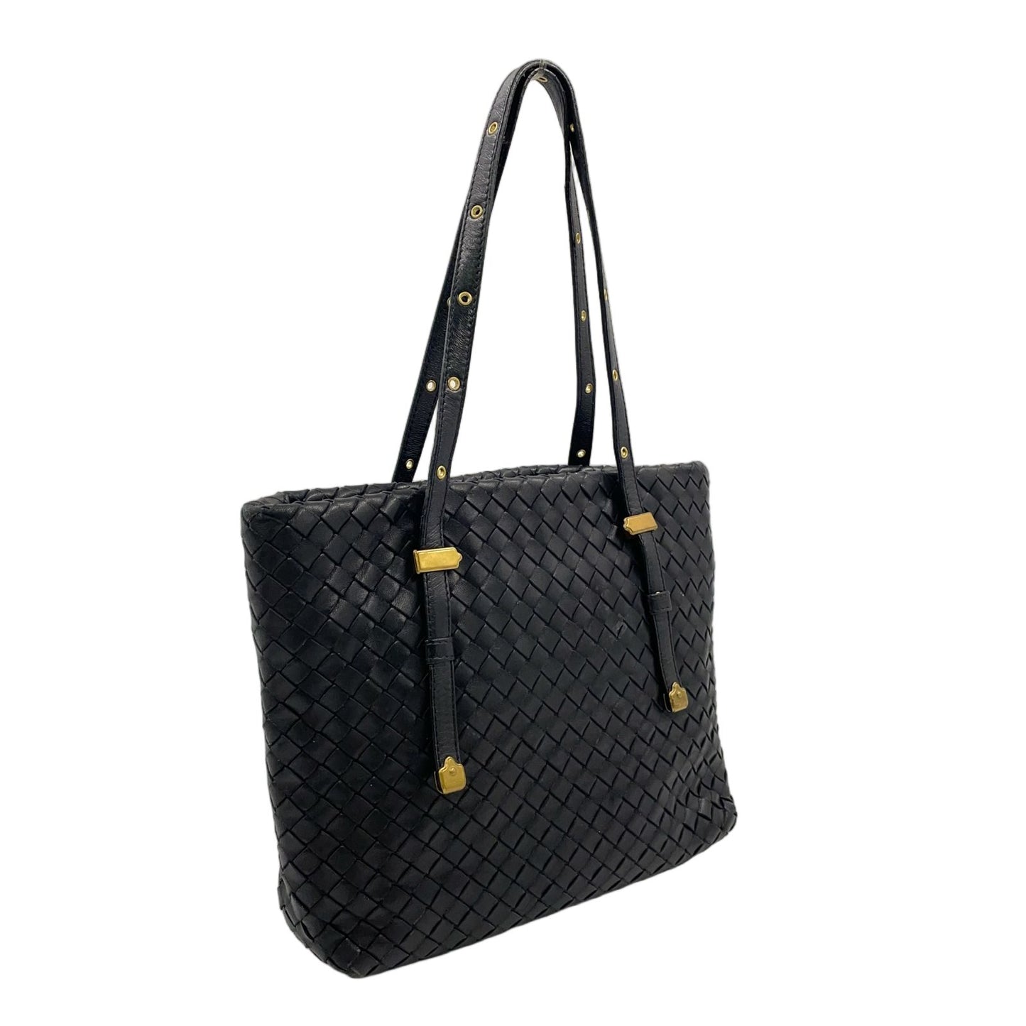 Bottega Veneta Intrecciato Leather Black Tote Gold — view 2