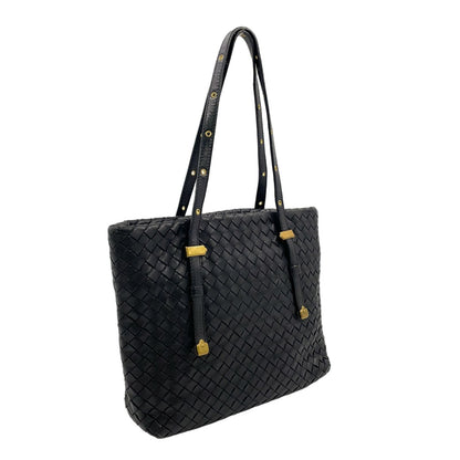 Bottega Veneta Intrecciato Leather Black Tote Gold — view 2