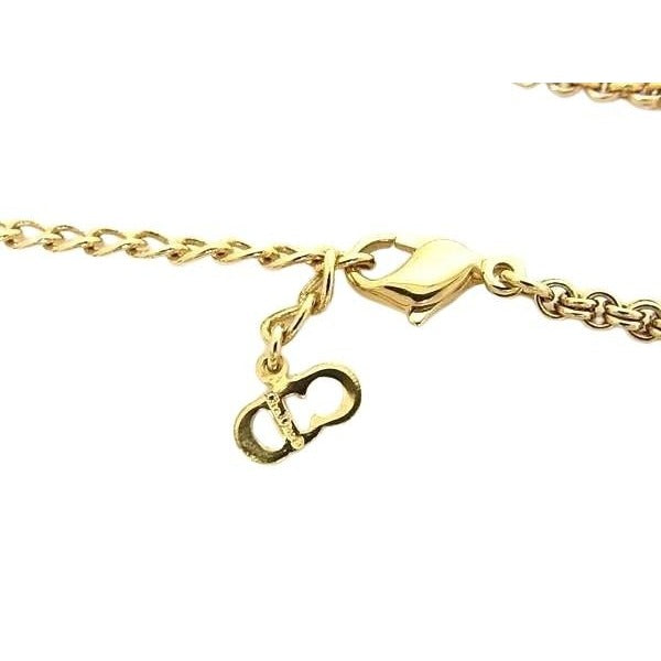Christian Dior Necklace CD Logo Gold Metal Rhinestone — view 2