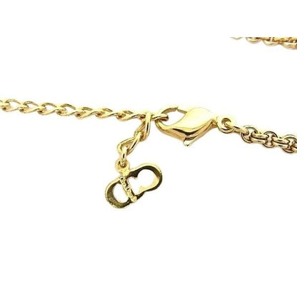 Christian Dior Necklace CD Logo Gold Metal Rhinestone — view 2