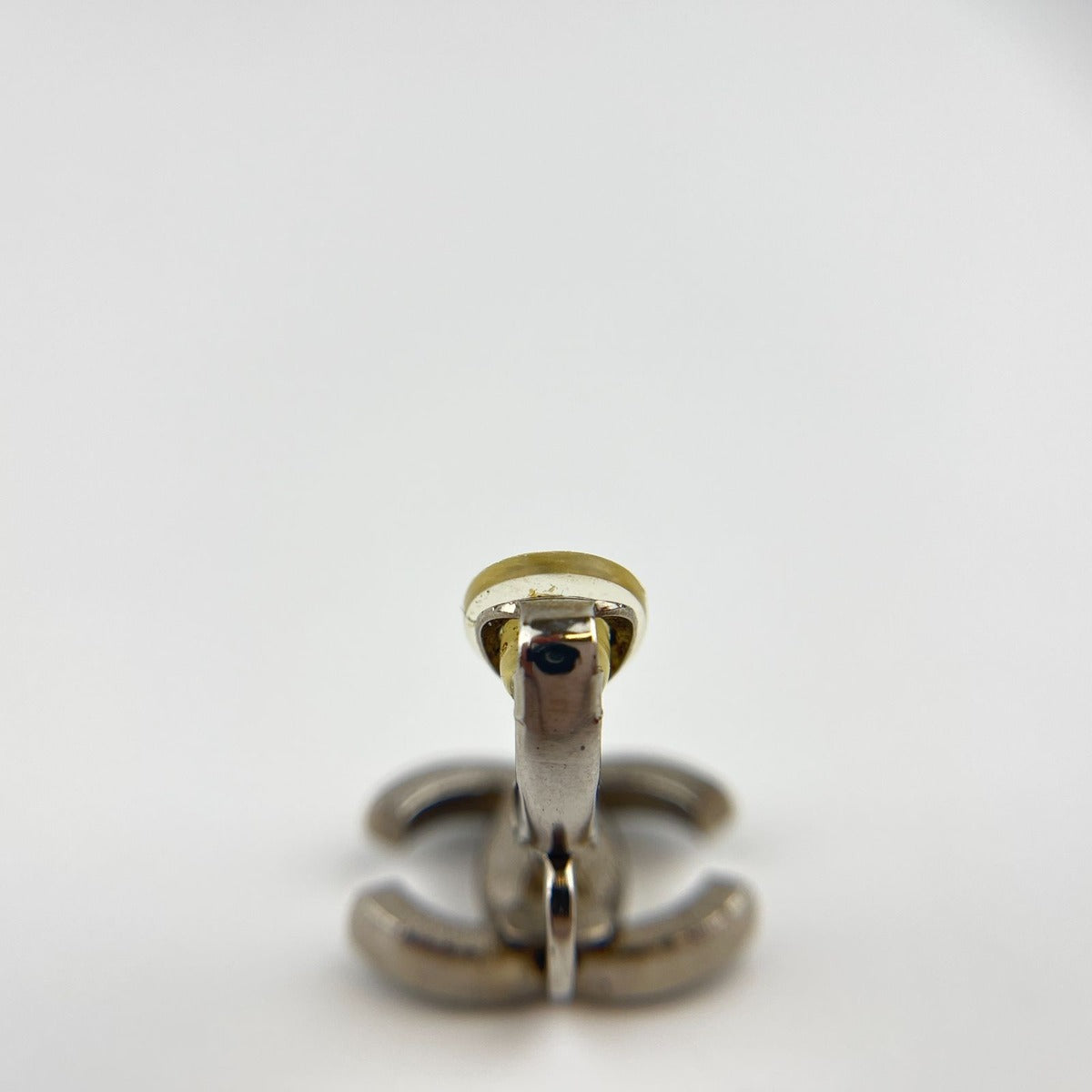 Chanel CC Logo Earrings Black Silver Vintage — view 4