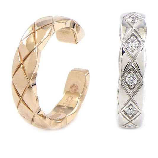 Chanel Coco Crush Hoop 5 Points Diamond 18K White Gold Pouch
