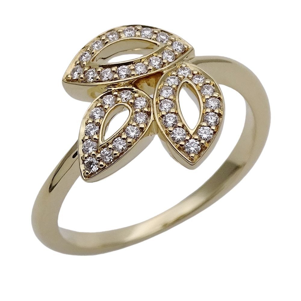 Harry Winston Ring Diamond Lily Cluster Star Mini Yellow Gold Polished
