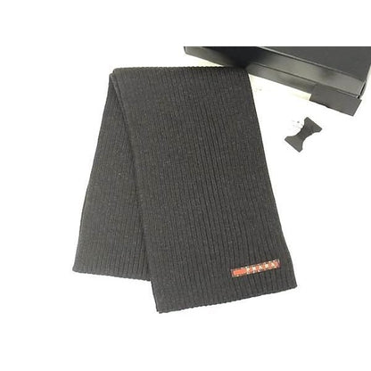 Prada 100% Wool Scarf Dark Gray Az5307