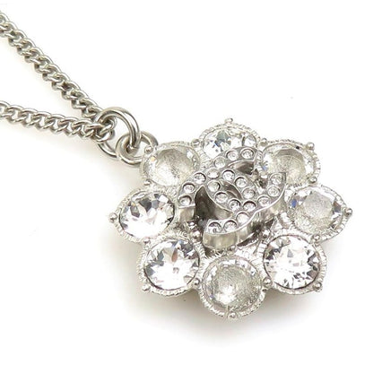 Chanel Crystal Floral Silver Necklace