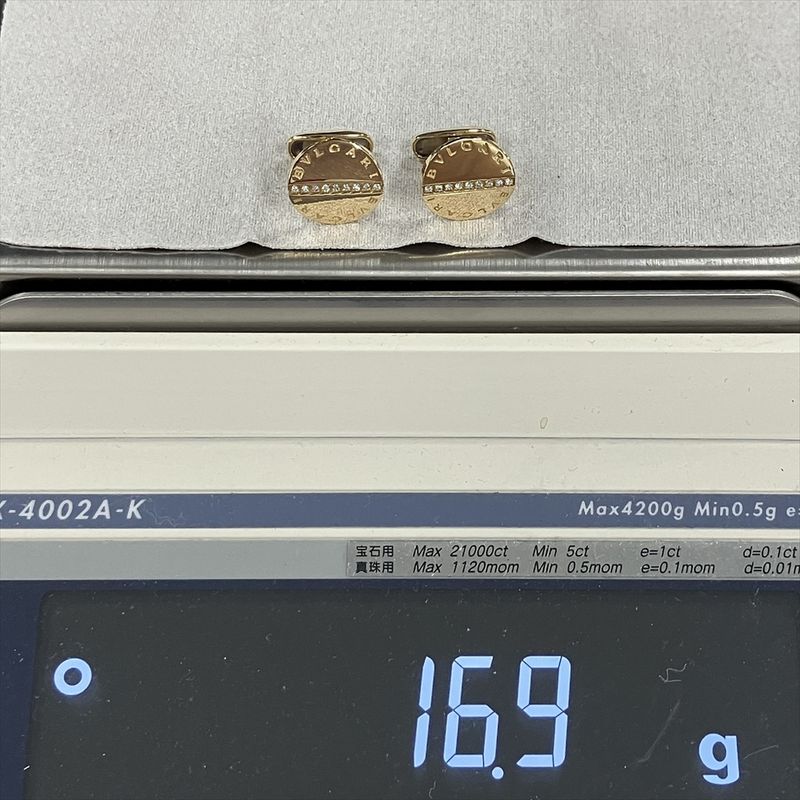 Bulgari Bvlgari Cufflinks Button Cufflinks 18K Yellow Gold 169g Diamond Yellow