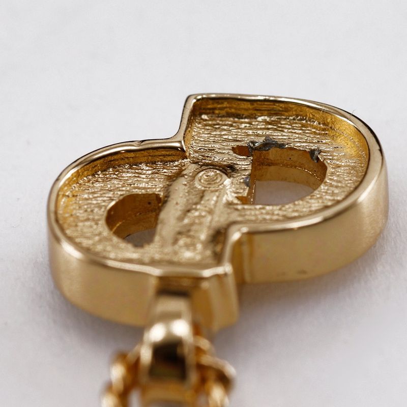 [dior] Christian Dior CD Logo Gold Plated And Rhinestone Ladies 7.2g Necklace