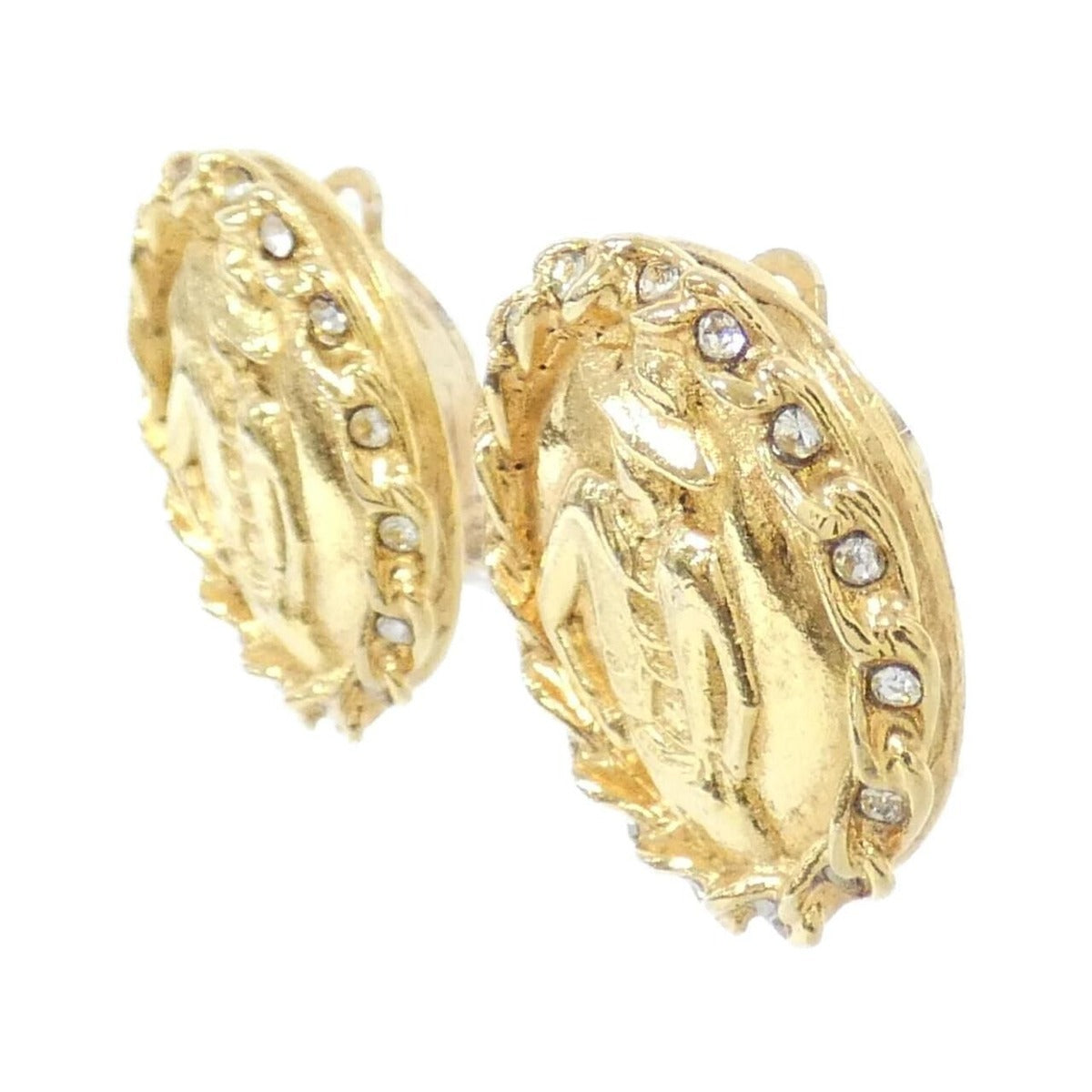 Chanel Vintage Earrings Gold Crystal — view 2