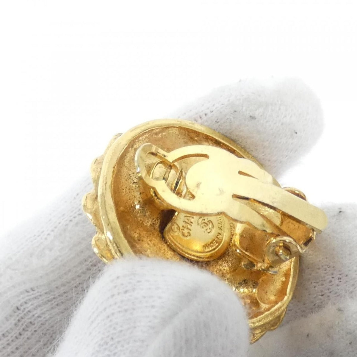 Chanel Vintage Earrings Gold Crystal — view 5