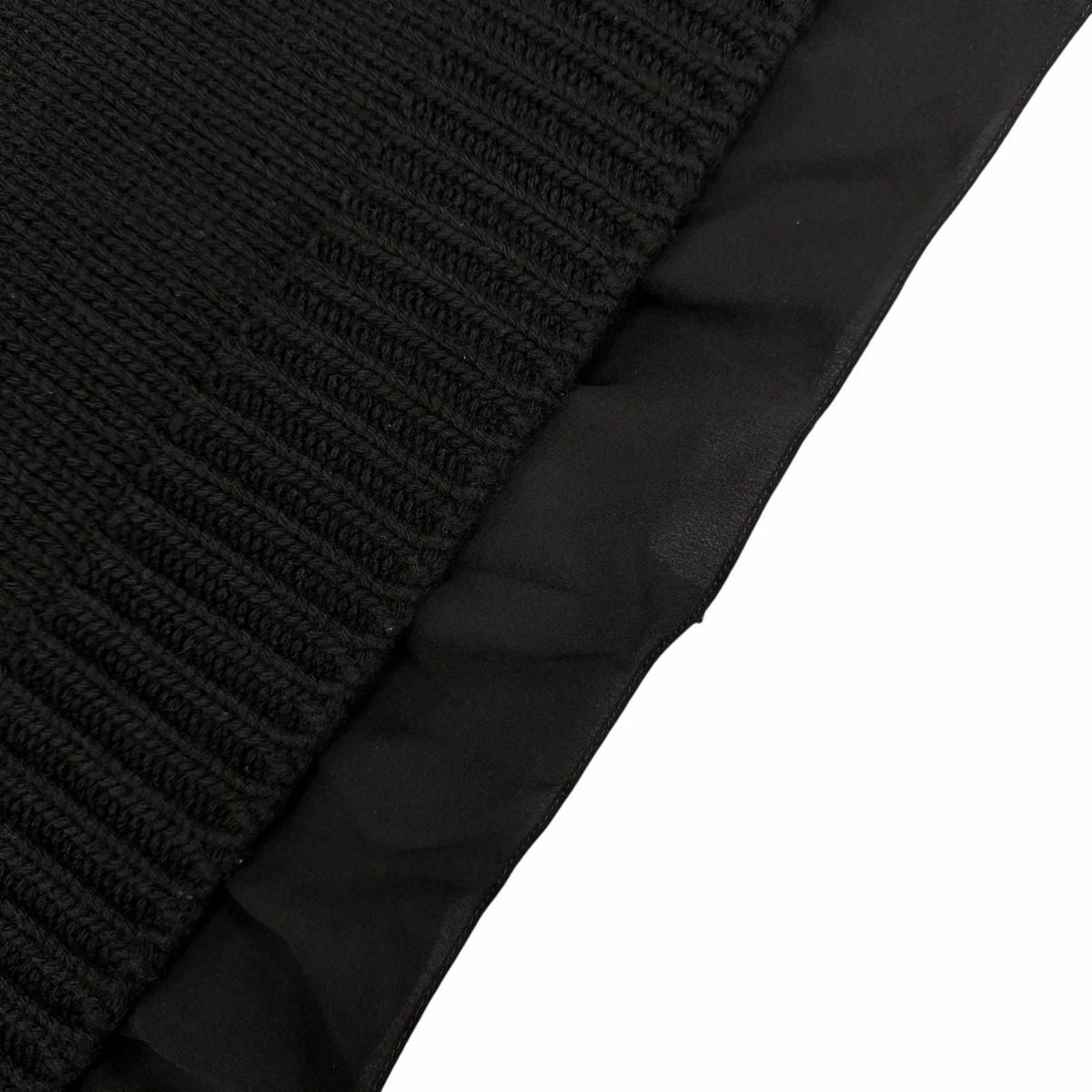 Gucci Silk Back Ribbon Cashmere Blend Over Knit Frill Sweater Black — view 5