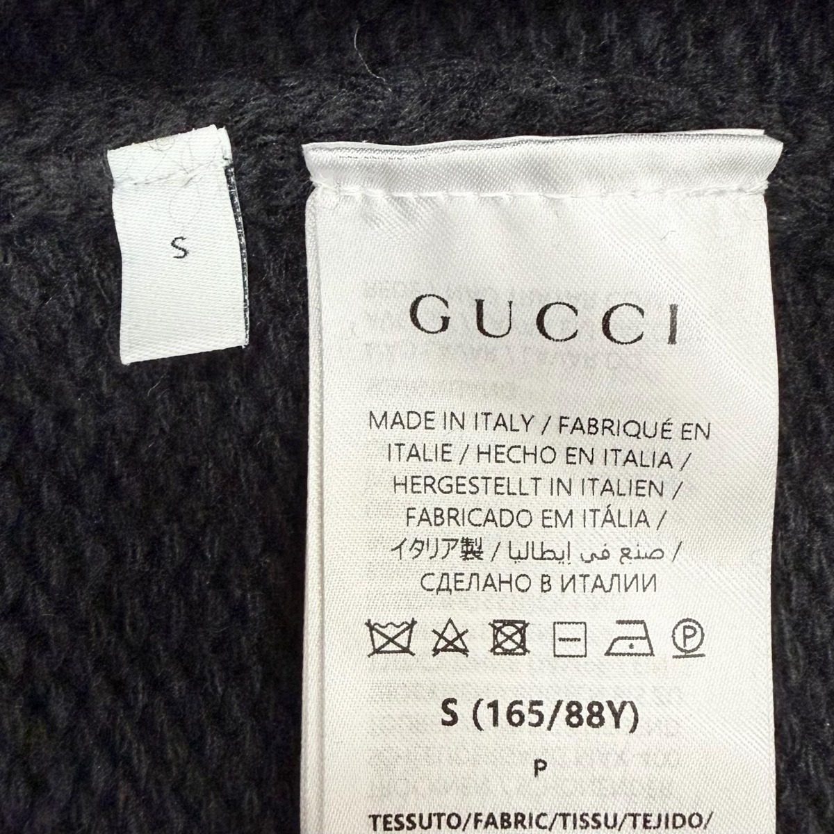 Gucci Silk Back Ribbon Cashmere Blend Over Knit Frill Sweater Black — view 7