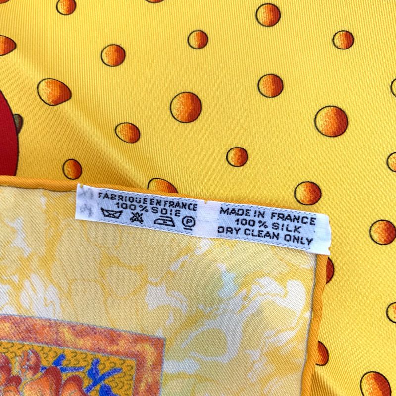 Grade Hermes Scarf Carre 90 Carpe DIEM Enjoy The Day Yellow Sun Moon Stars