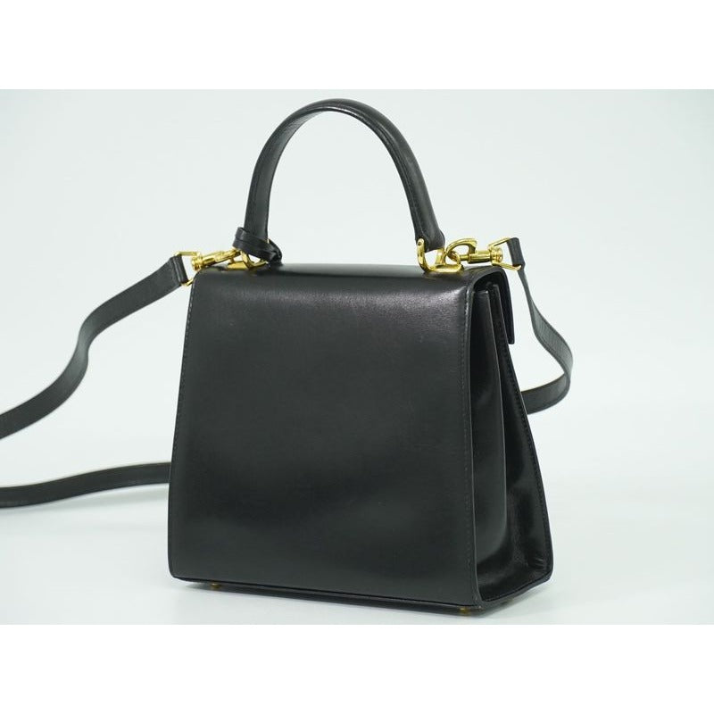 Gucci Lady Lock 2-Way Shoulder Bag Handbag Pochette Leather Black — view 2