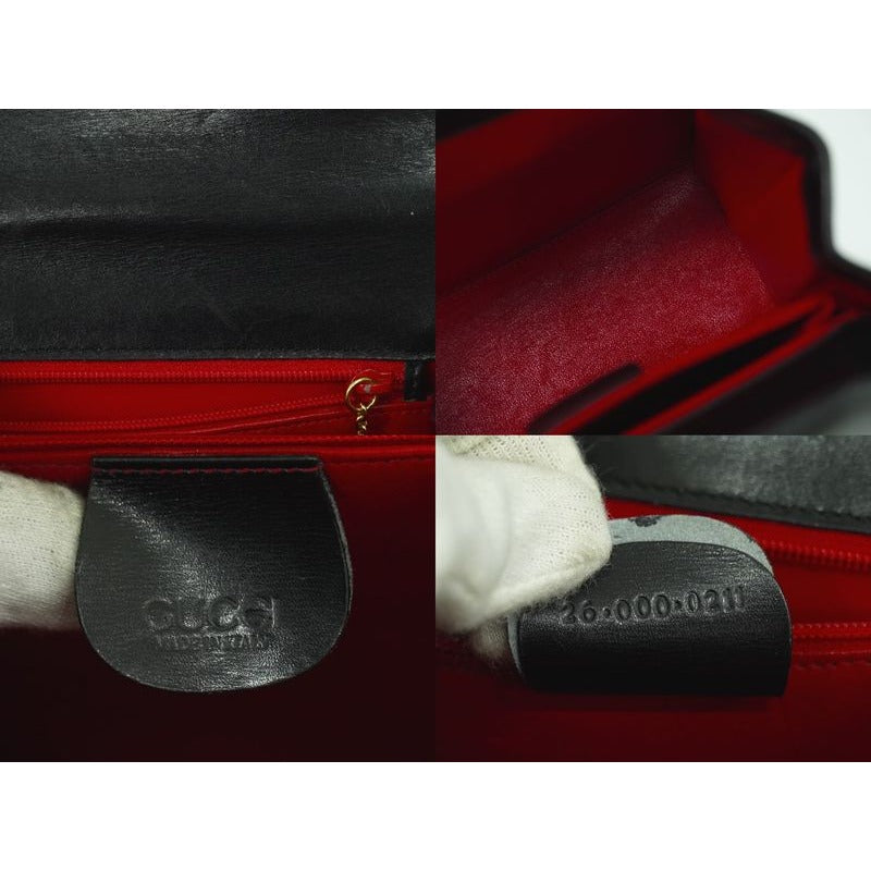Gucci Lady Lock 2-Way Shoulder Bag Handbag Pochette Leather Black — view 9