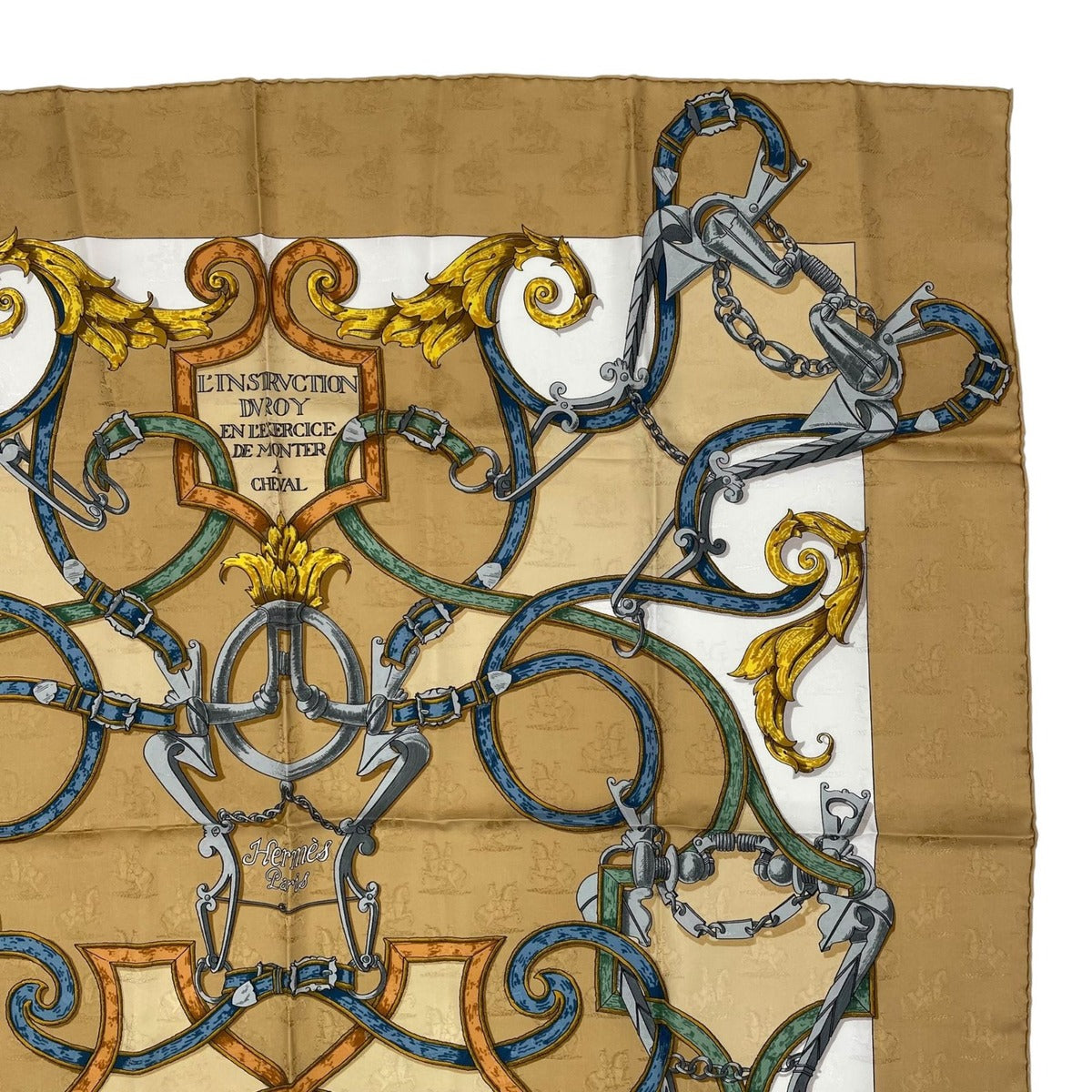 Hermes Scarf Silk Carre 90 L'instrvction du Roy Imperial Studies Beige — view 3