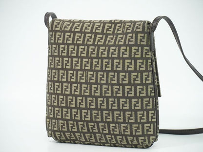 Authentic Fendi Zucchino Shoulder Bag Pochette Canvas Brown 8bt075 Zucchino Bag