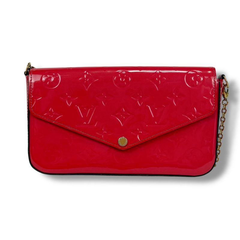 Louis Vuitton Pochette Felicie Chain Shoulder Bag Chain Wallet Vernis Patent
