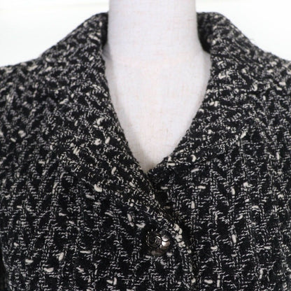 Chanel Vintage Coco Button Tweed Jacket Skirt Set Black White 38 — view 4