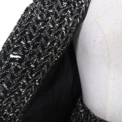 Chanel Vintage Coco Button Tweed Jacket Skirt Set Black White 38 — view 5