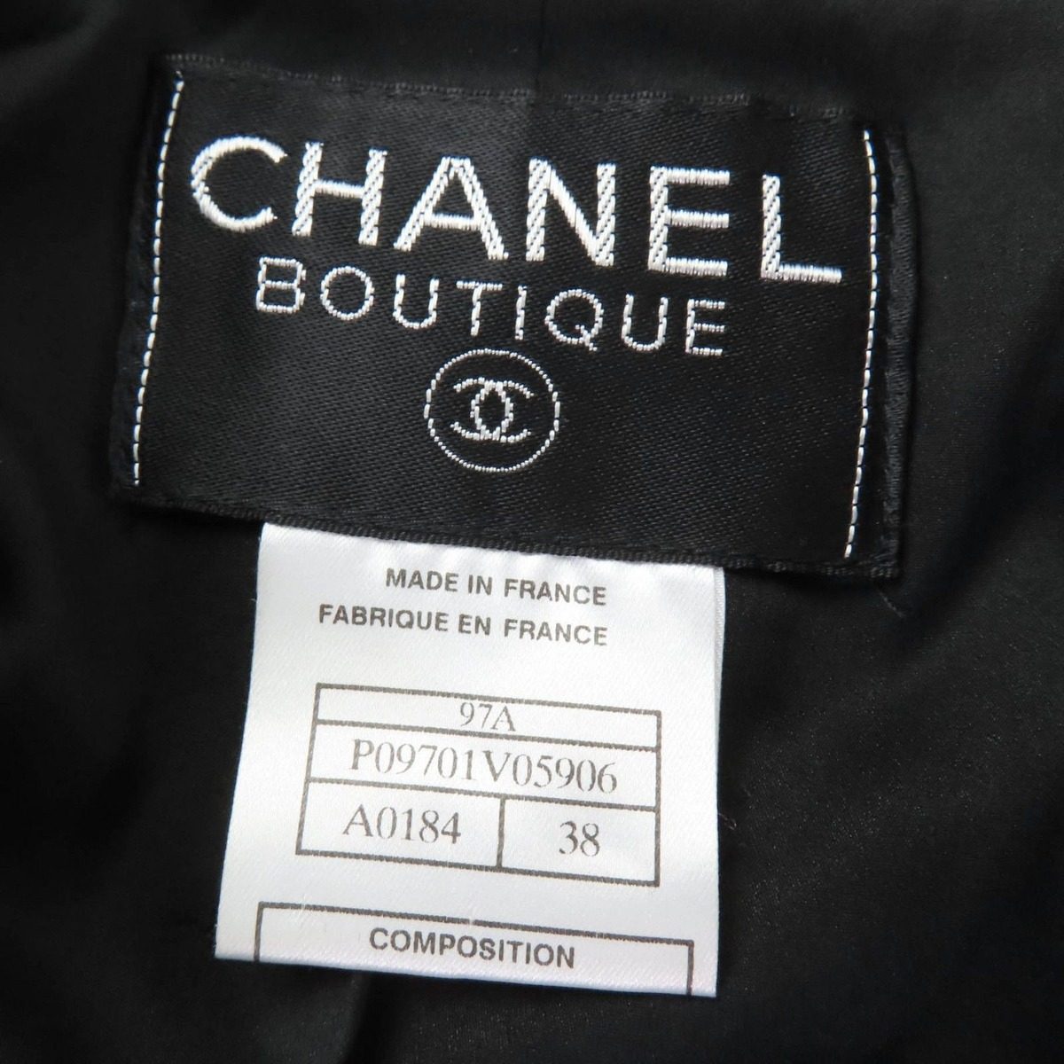 Chanel Vintage Coco Button Tweed Jacket Skirt Set Black White 38 — view 9