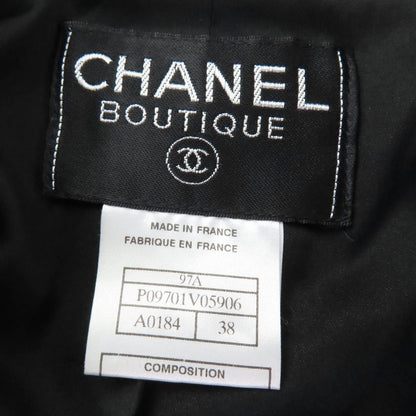 Chanel Vintage Coco Button Tweed Jacket Skirt Set Black White 38 — view 9