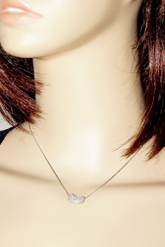 Tiffany & Co Pendant Necklace Pt950 Pave Diamond Elsa Peretti Beans Pendant