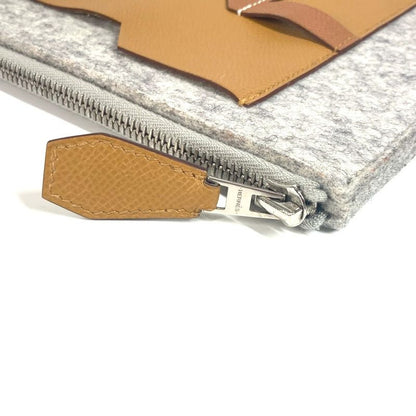 Hermes Clutch Bag Toudou 37 Felt Gray