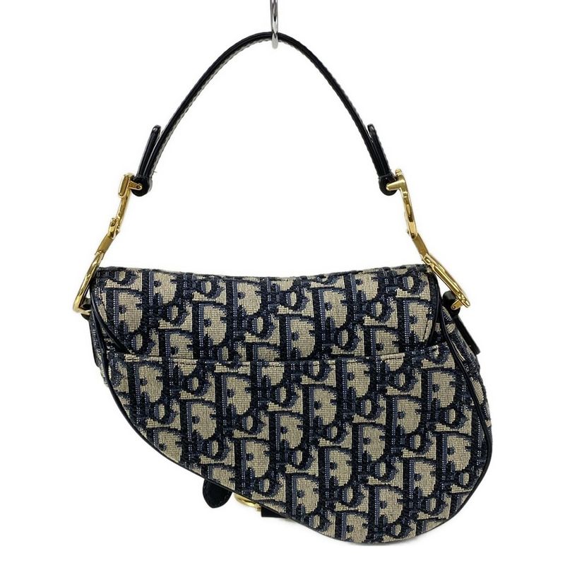 Dior/christian Dior Handbag Saddle Bagtrotter Navy And Ivory Mini Bag Leather