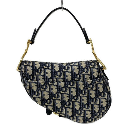 Dior/christian Dior Handbag Saddle Bagtrotter Navy And Ivory Mini Bag Leather