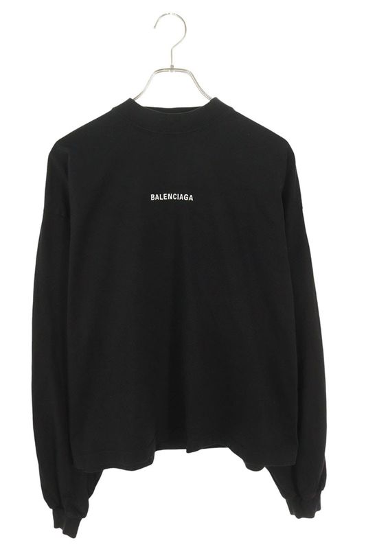 Balenciaga 818432 Tpvk1 Logo Embroidered Cropped Long Sleeve Cut And Sewn Men's