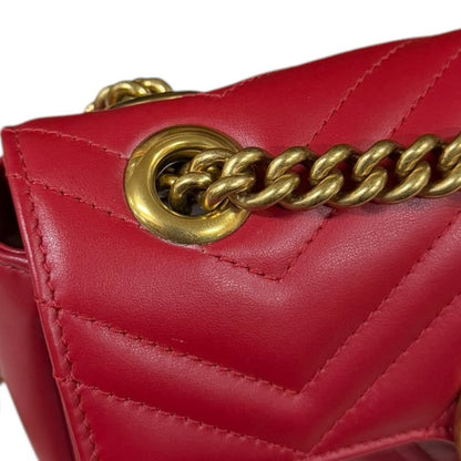Gucci GG Marmont Shoulder Bag Leather 446744 Red Ladies Gucci  Gucci