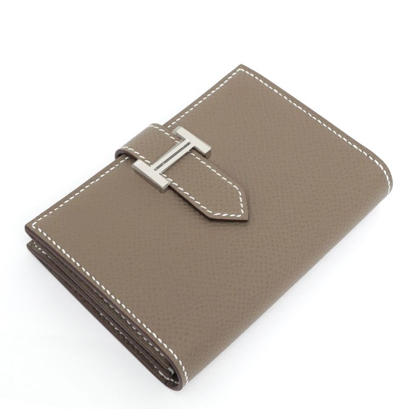 Hermes Bearn Cade Case Etoupe Silver Hardware Vo-epson W Engraved