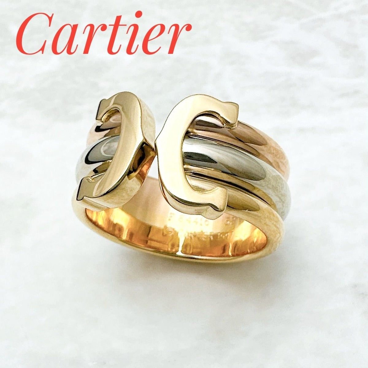 Cartier 2C Three Color Wide Ring 52