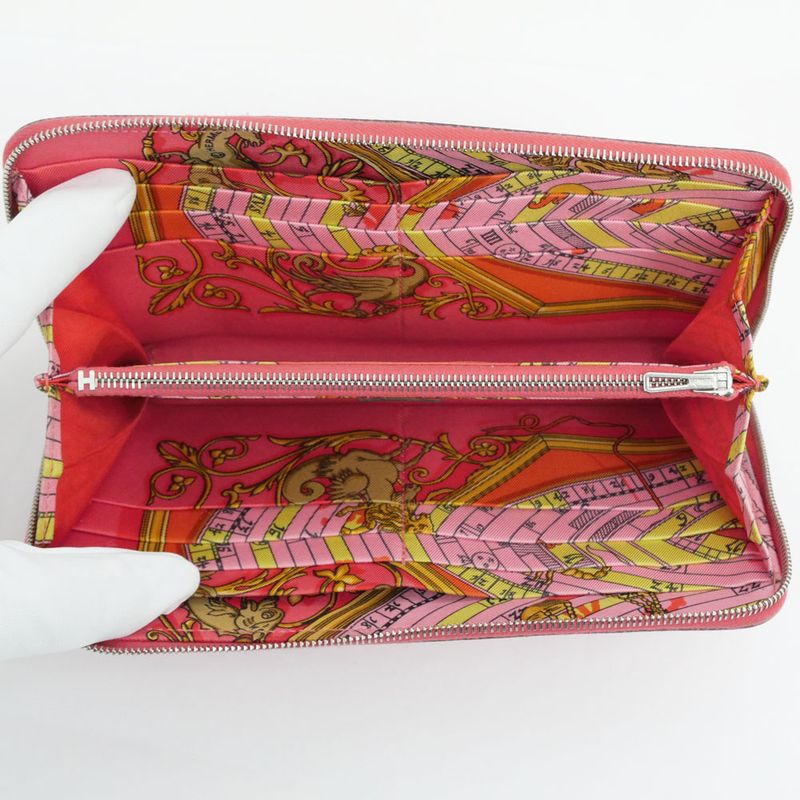 Hermes Azap Long Silk-in Vo-epson Pink Silver-hardware A Engraved Long