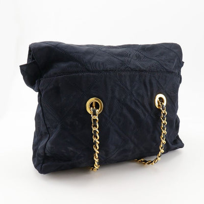 Prada Chain Shoulder Quilted Nylon Navy Blue Women's Shoulder Bag