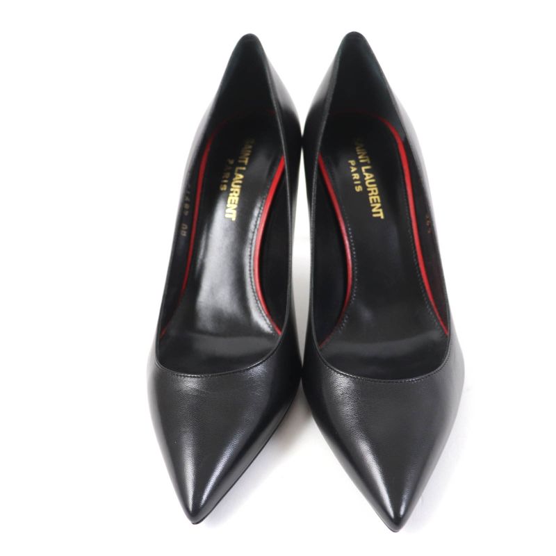 Saint Laurent Paris 489751 Aniya Pointed Toe Leather Pumps Black 36.5 With Box
