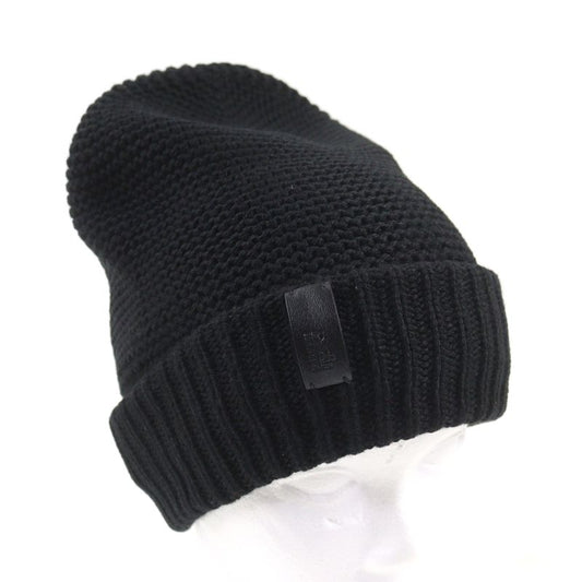 Hermes 100% Cashmere Sheepskin Leather Knit Hat With Logo Tag Beanie Knit Cap