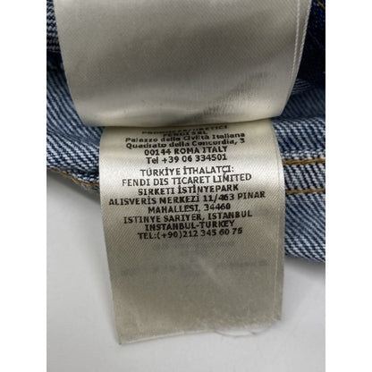Fendi Blue Cotton FF Metal Plate Zip Fly Denim Shorts Pants — view 7