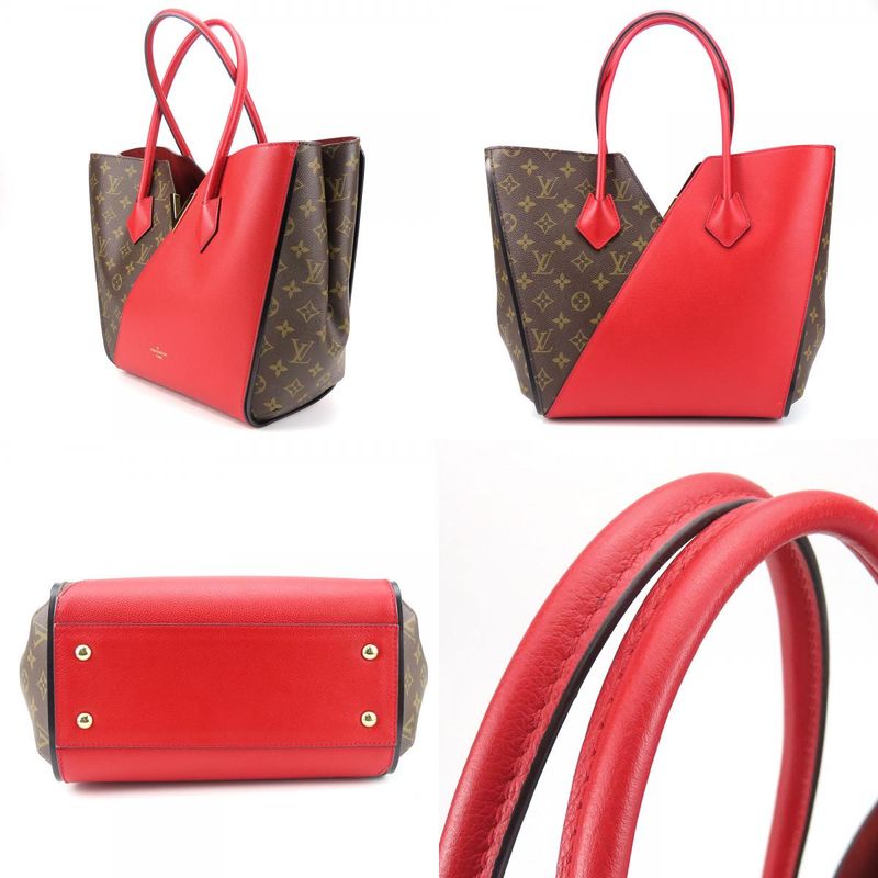 Louis Vuitton Tote Bag Kimono MM M40459 Monogram Leather Threes Red Brown Gold