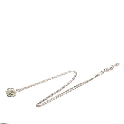Chanel Camellia CC Logo Line Stone Chain Belt 2 Rows Silver Metal