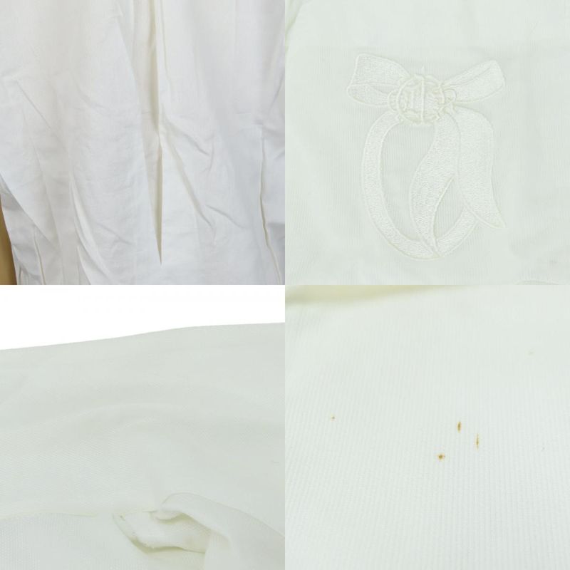 Christian Dior Short Sleeve Shirt L Cotton Rayon White Ribbon Embroidery Tops