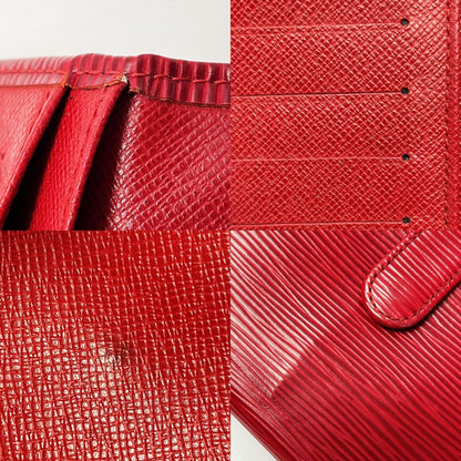 Louis Vuitton Epi Continental Viennois M63257 Red Bifold Long Wallet Women's