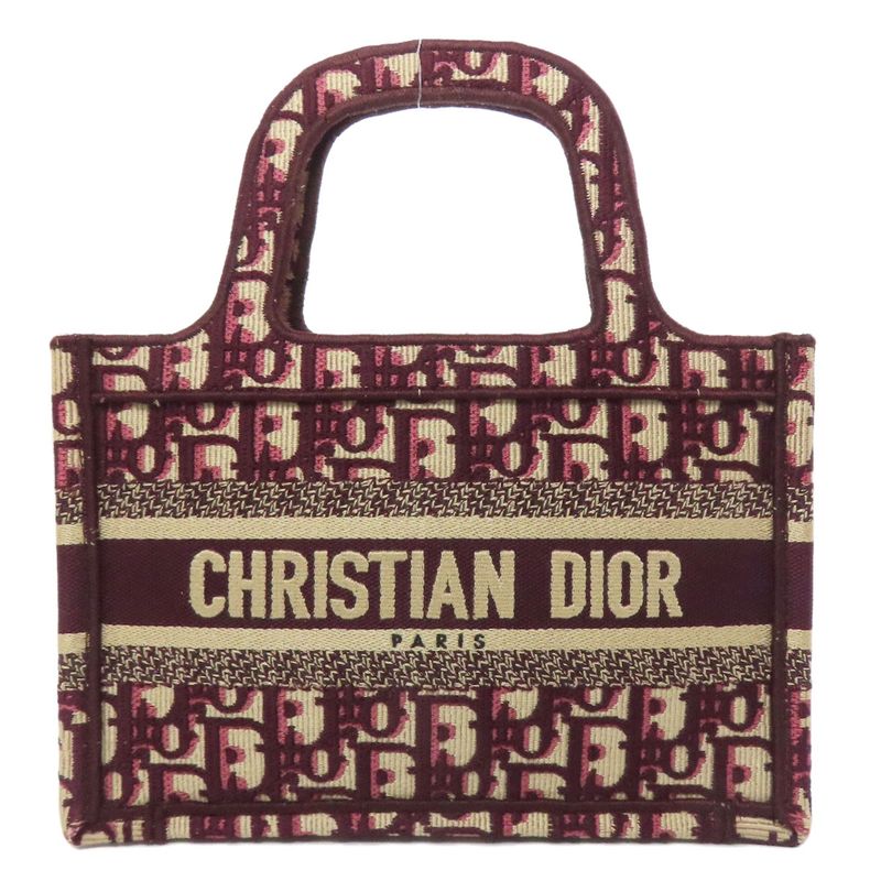 Christian DIOR Book Tote Mini Handbag Canvas Women