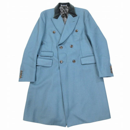Gucci Wool Double Breasted Long Coat Outer Blue XL