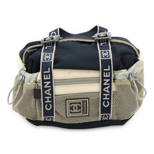 Chanel Sport Line Waist Bag Body 2-Way Handbag Nylon Canvas Ivory