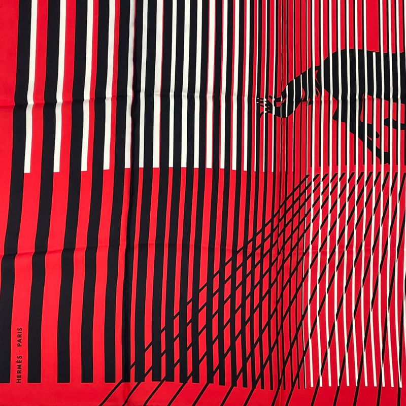 Hermes Carre 90 Mouchoir Imprime H AU Galop Horse Print Red