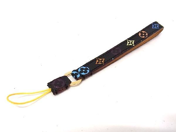 Louis Vuitton M92598 Monogram Multicolor Dragonne Telephone Key Holder Black