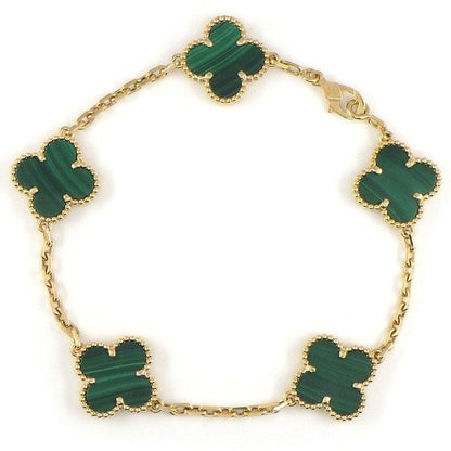 Van Cleef & Arpels Bracelet Vintage Alhambra 5 Motifs Malachite 18k Yellow Gold